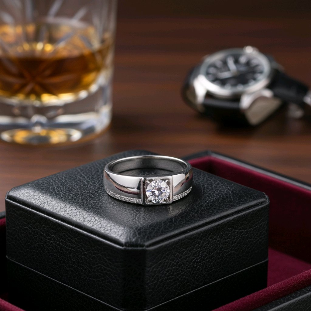 Royal Crest Solitaire Silver Ring