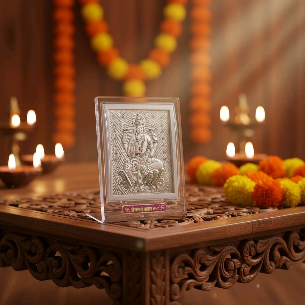 Premium 925 Silver Lakshmi Frame – Elegant Divine Home Decor