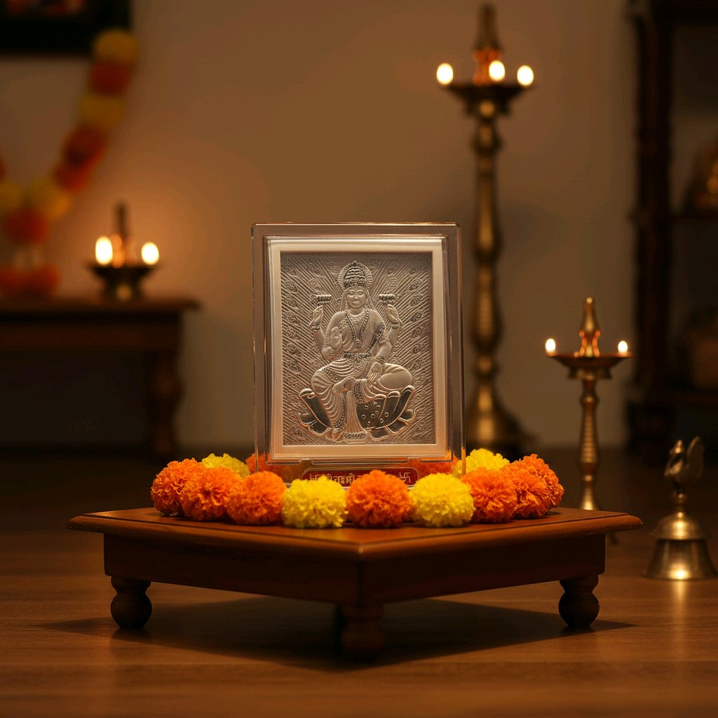 Premium 925 Silver Lakshmi Frame – Elegant Divine Home Decor