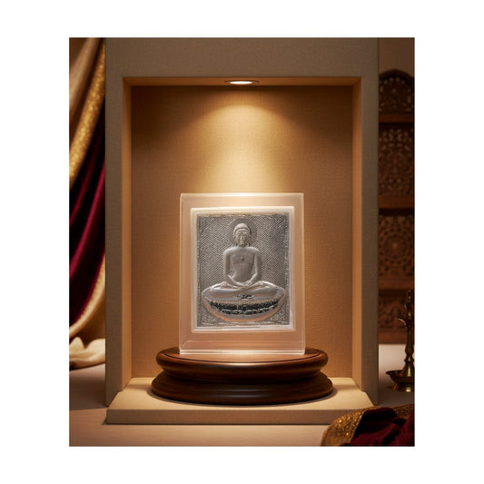 Silver Jain Tirthankar Embossed Frame