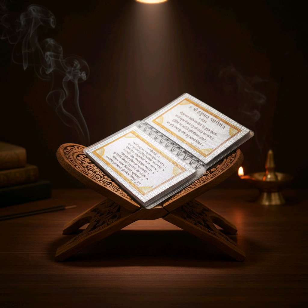 Shri Hanuman Chalisa – Pocket-Size Book with Pure Silver Frame