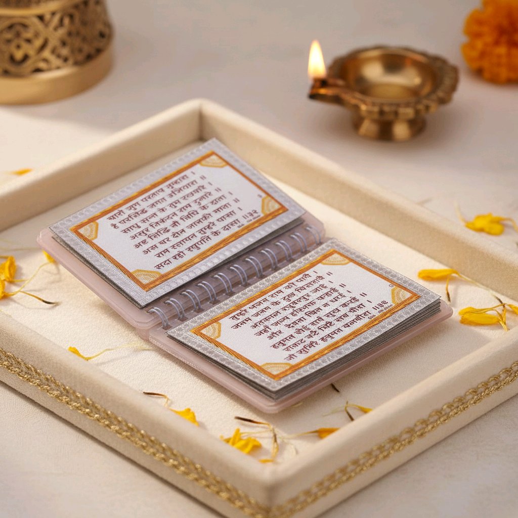 Shri Hanuman Chalisa – Pocket-Size Book with Pure Silver Frame