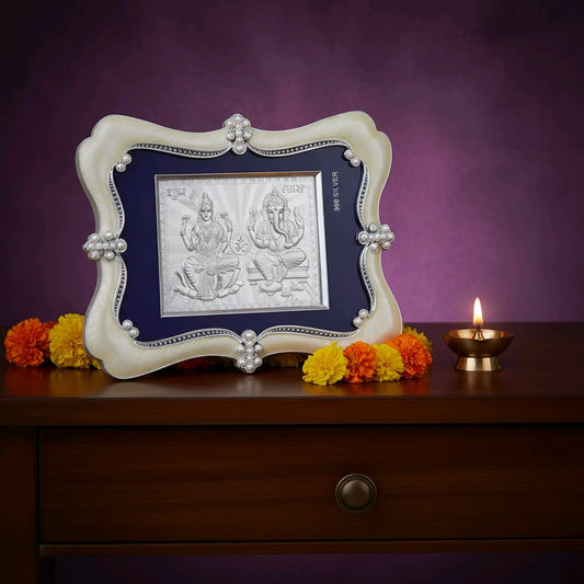 Elegant Lakshmi–Ganesha Silver Frame