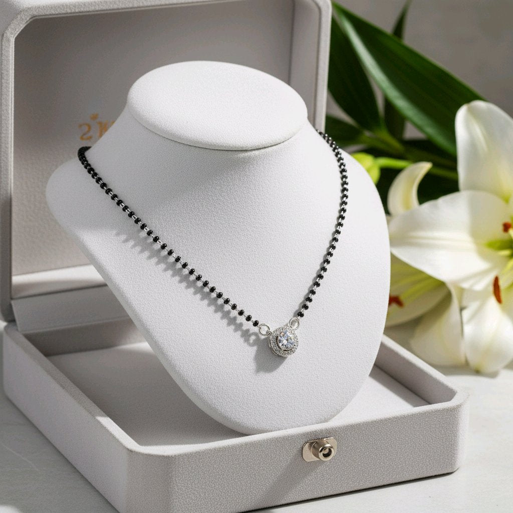 Classic 925 Silver Mangalsutra with Solitaire Charm