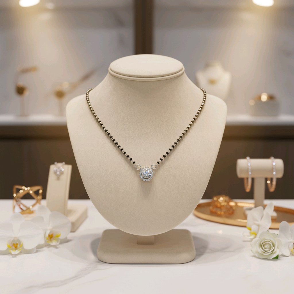 Classic 925 Silver Mangalsutra with Solitaire Charm