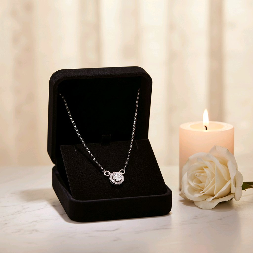 Classic 925 Silver Mangalsutra with Solitaire Charm