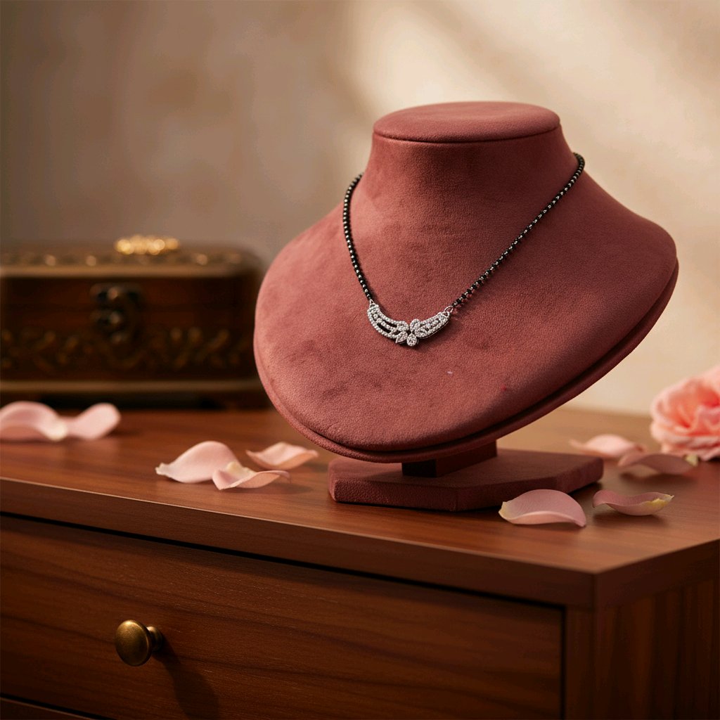 Graceful Butterfly Wing Silver Mangalsutra