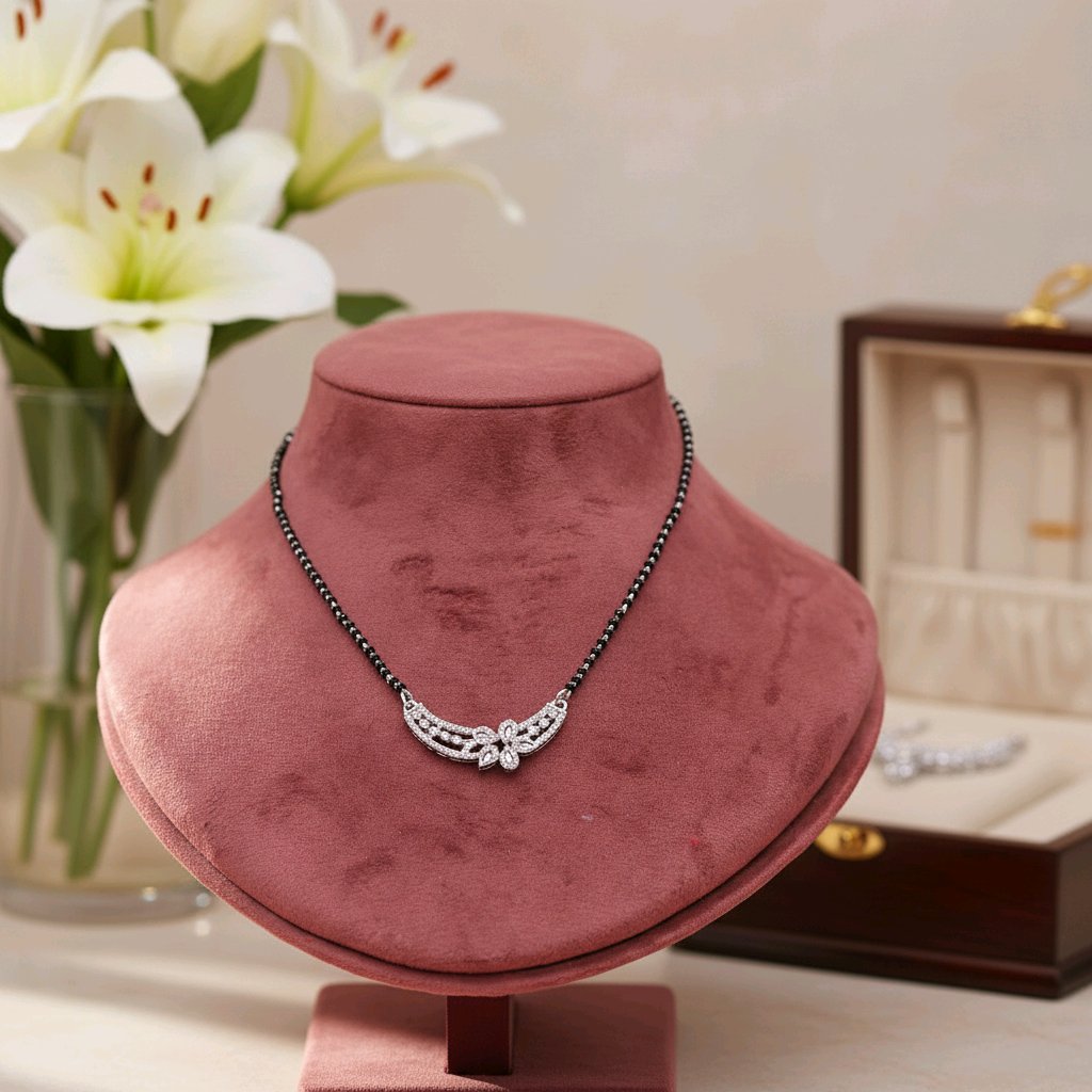 Graceful Butterfly Wing Silver Mangalsutra