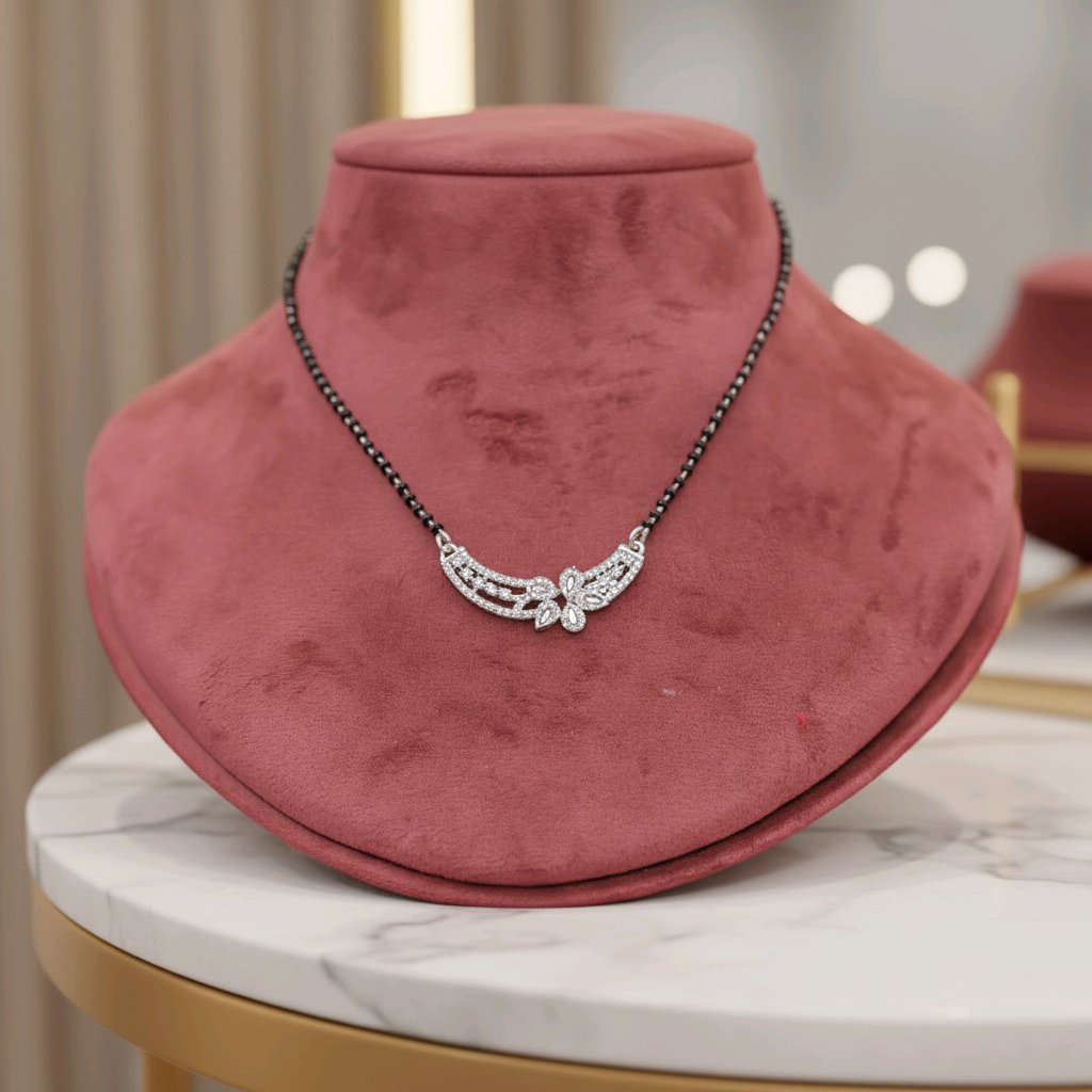 Graceful Butterfly Wing Silver Mangalsutra