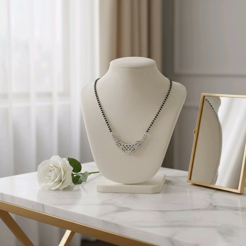 Elegant Curve Silver Mangalsutra