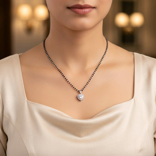 Heart Spark Silver Mangalsutra