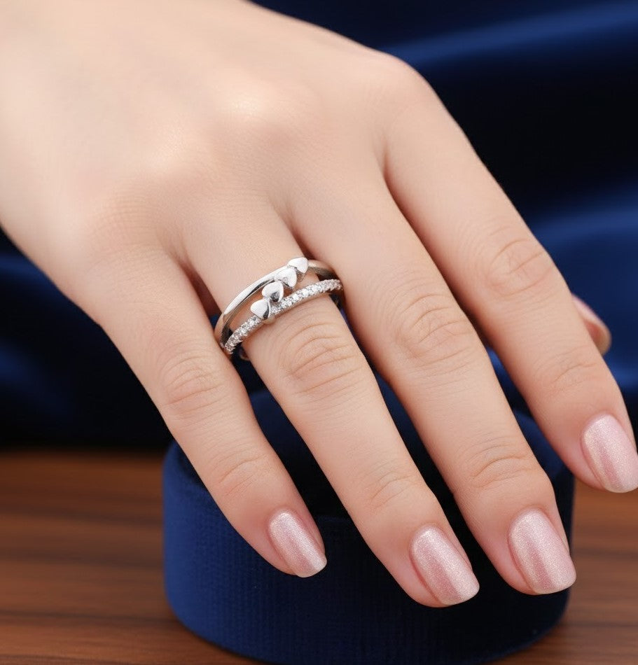 Amora Heartline –Sterling Silver Love Band Ring