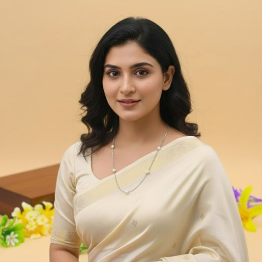 Elegant Pearl Beaded 925 Silver Chain