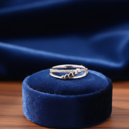 Amora Heartline –Sterling Silver Love Band Ring