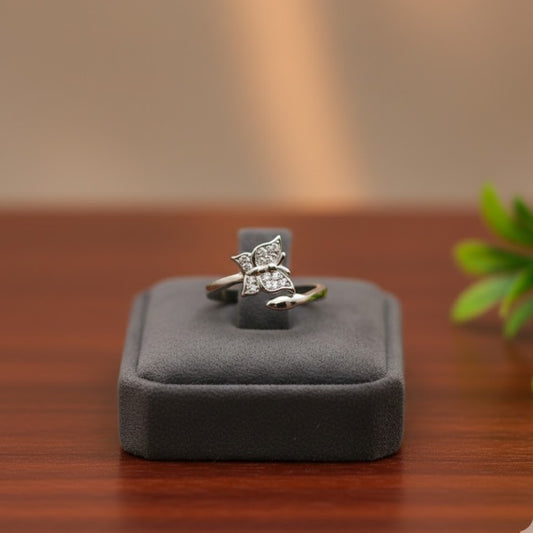 Crystal Butterfly Silver Ring