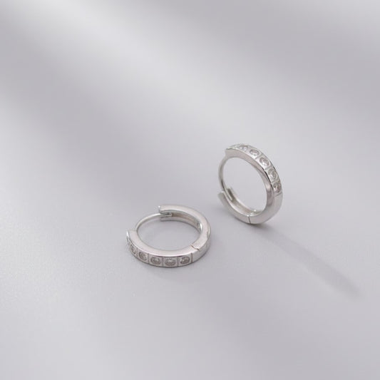 Silver Stone-Set Hoop Earrings – Minimal Sparkle