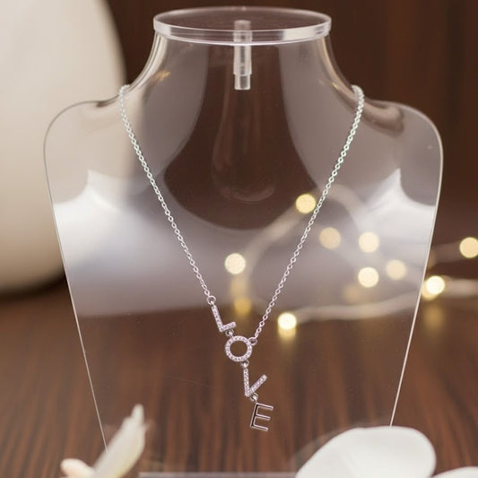 Elegant LOVE Silver Letter Pendant Chain