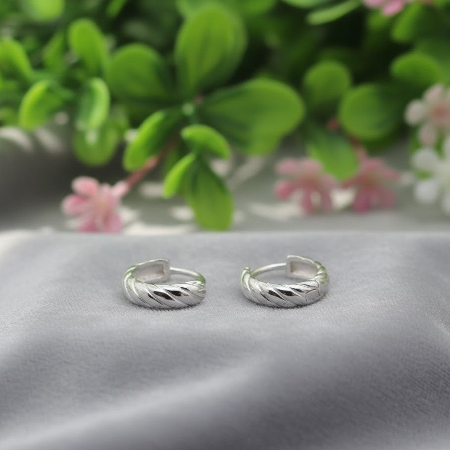 Twisted Silver Hoop Earrings