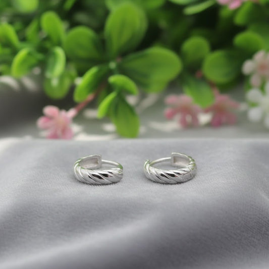 Twisted Silver Hoop Earrings