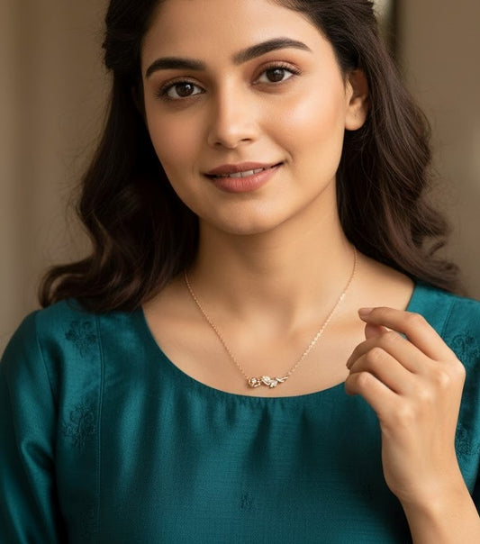 Elegant Infinity Heart 925 Silver Rose Pendant Chain