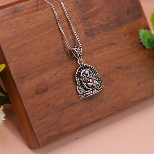 Oxidised Silver Lord Ganesha Pendant
