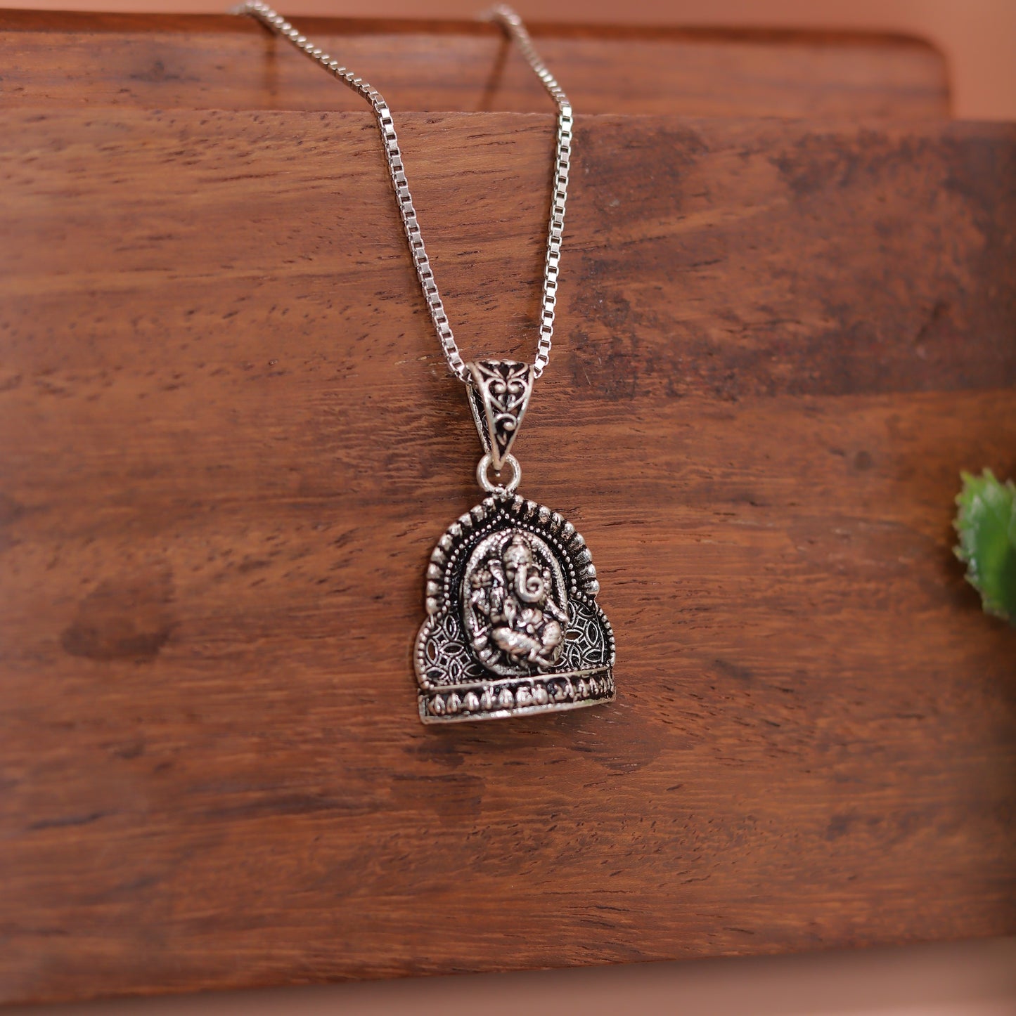 Oxidised Silver Lord Ganesha Pendant