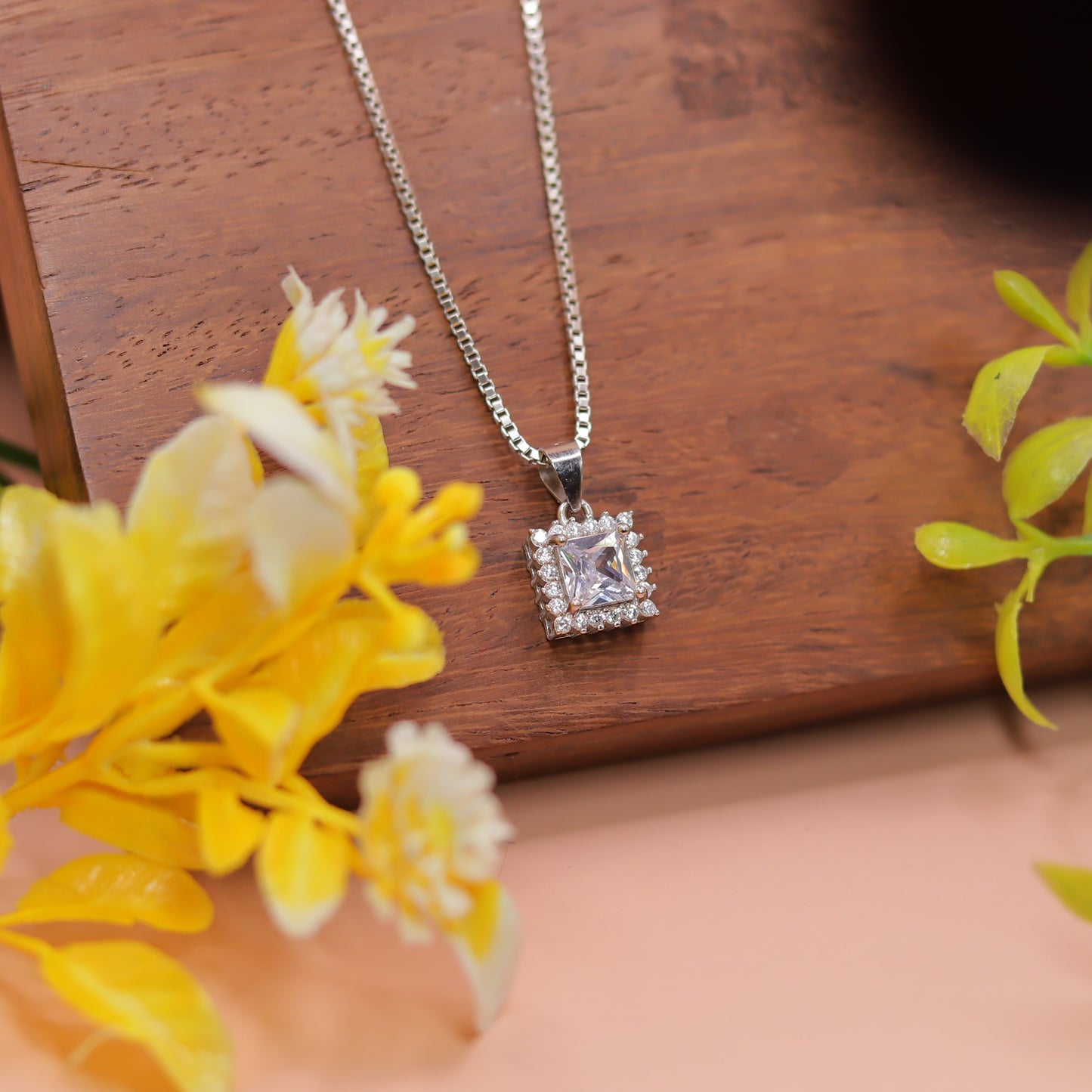 Elegant Silver Square-Cut Pendant