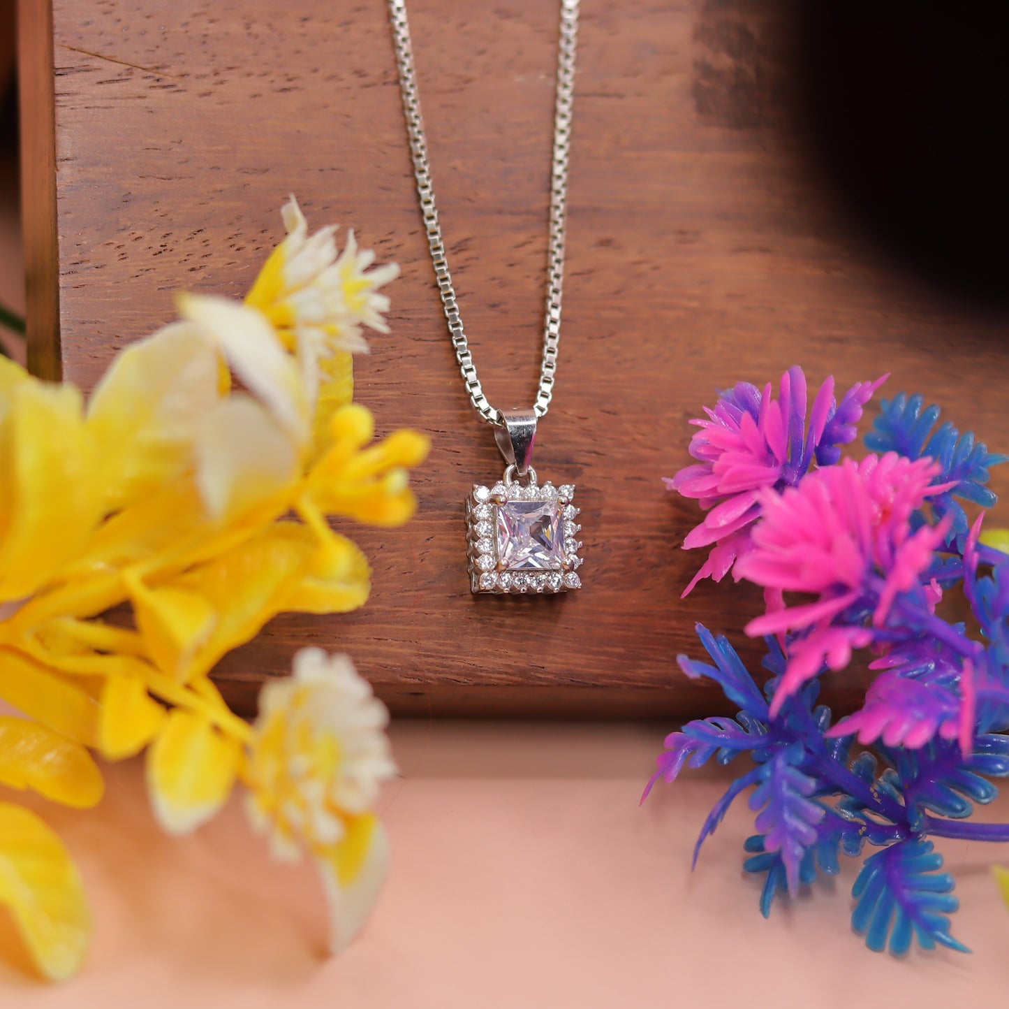 Elegant Silver Square-Cut Pendant