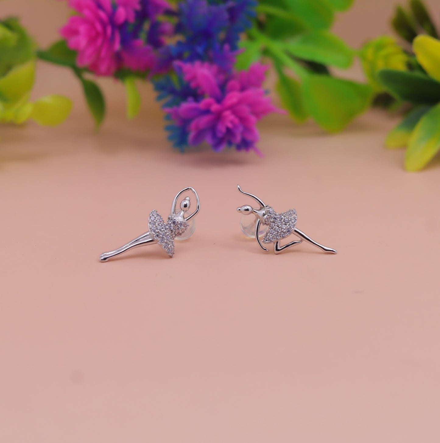 925 Sterling Silver Ballerina Earrings – Sparkling Stone Design