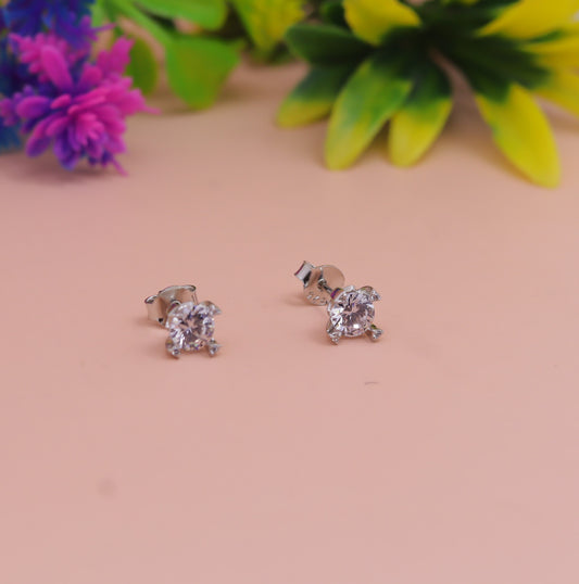 925 Sterling Silver Solitaire Stud Earrings