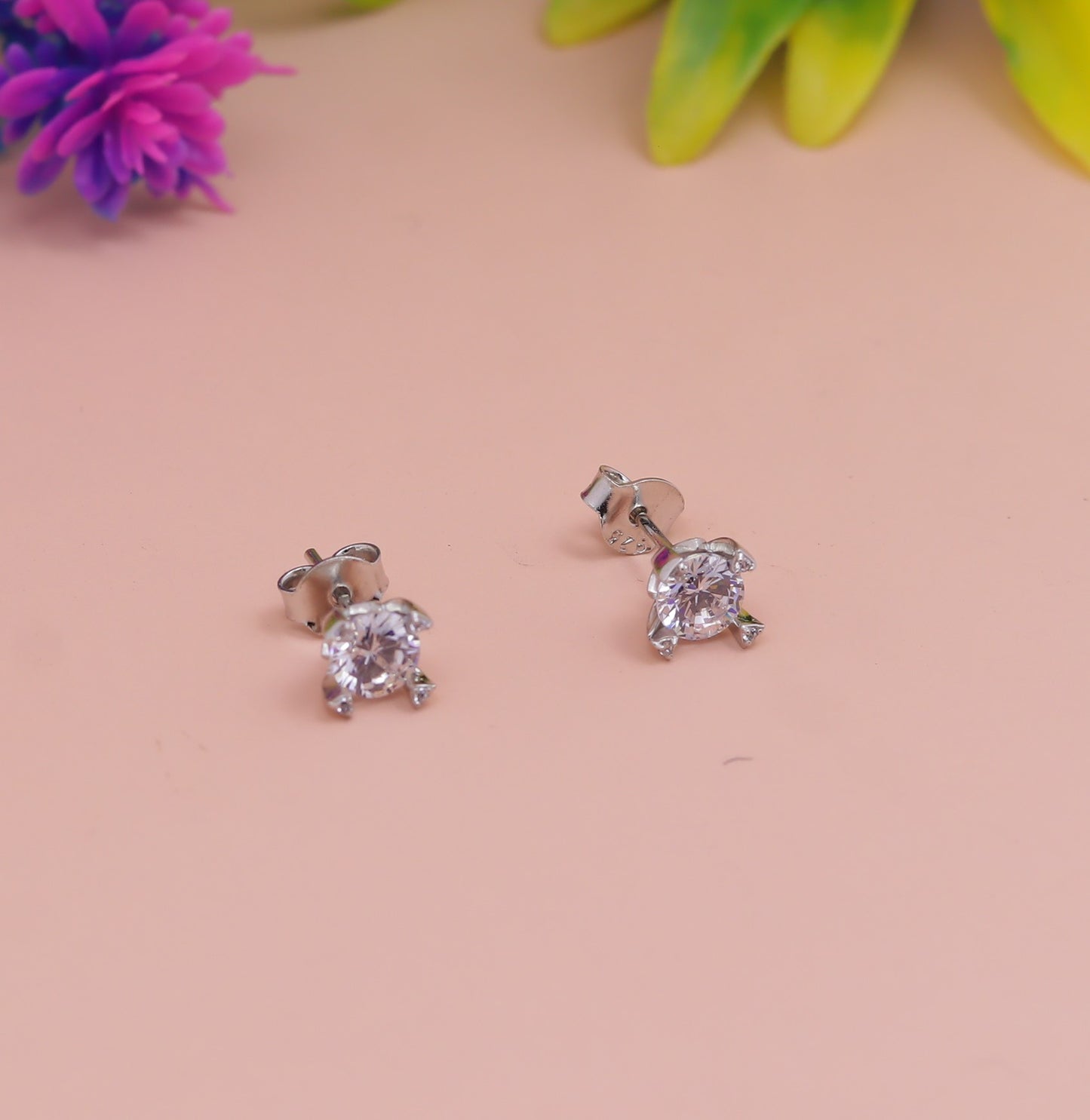 925 Sterling Silver Solitaire Stud Earrings