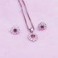 Premium Silver Ruby Stone Pendant Set