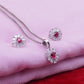 Premium Silver Ruby Stone Pendant Set