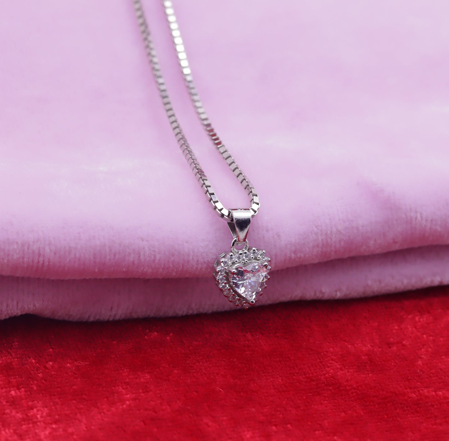 Premium Silver Heart Pendant Set