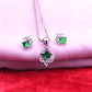 Emerald Glow Square Silver Pendant Set