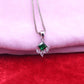 Emerald Glow Square Silver Pendant Set