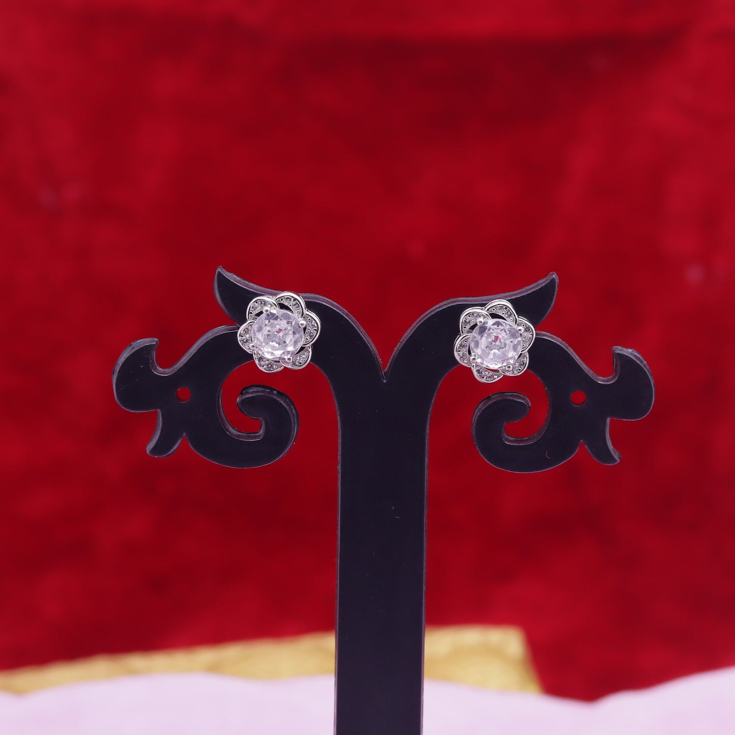 Crystal Blossom Silver Pendant Set