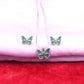 Emerald Wing Butterfly Silver Pendant Set