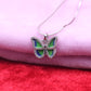 Emerald Wing Butterfly Silver Pendant Set