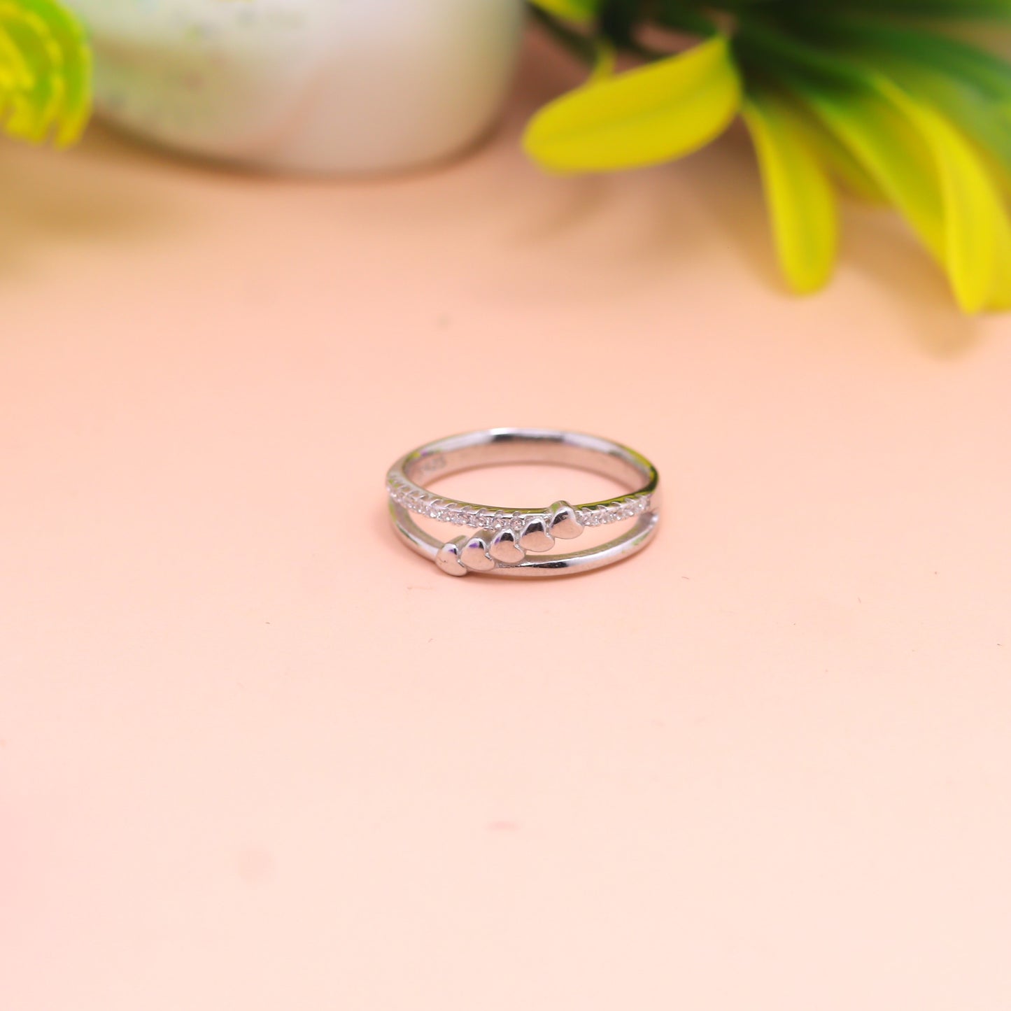 Amora Heartline –Sterling Silver Love Band Ring