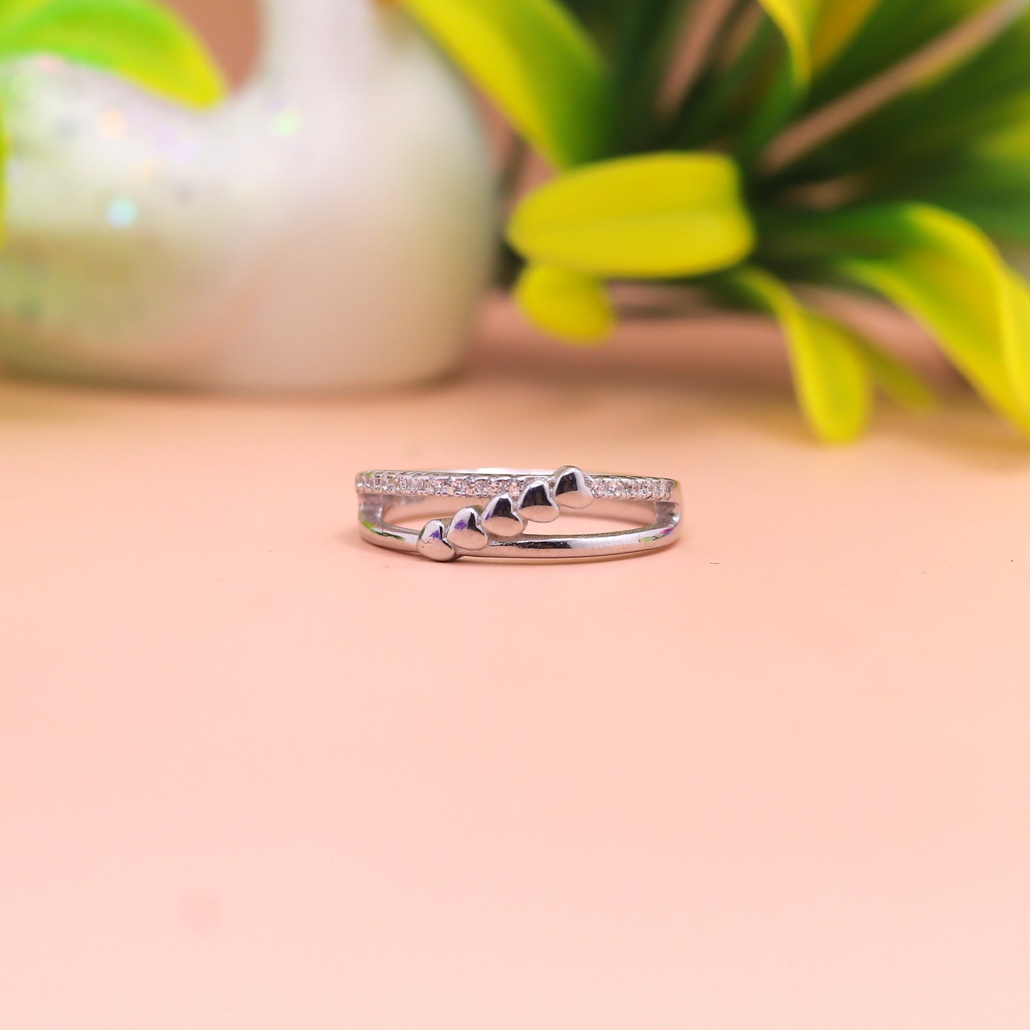 Amora Heartline –Sterling Silver Love Band Ring