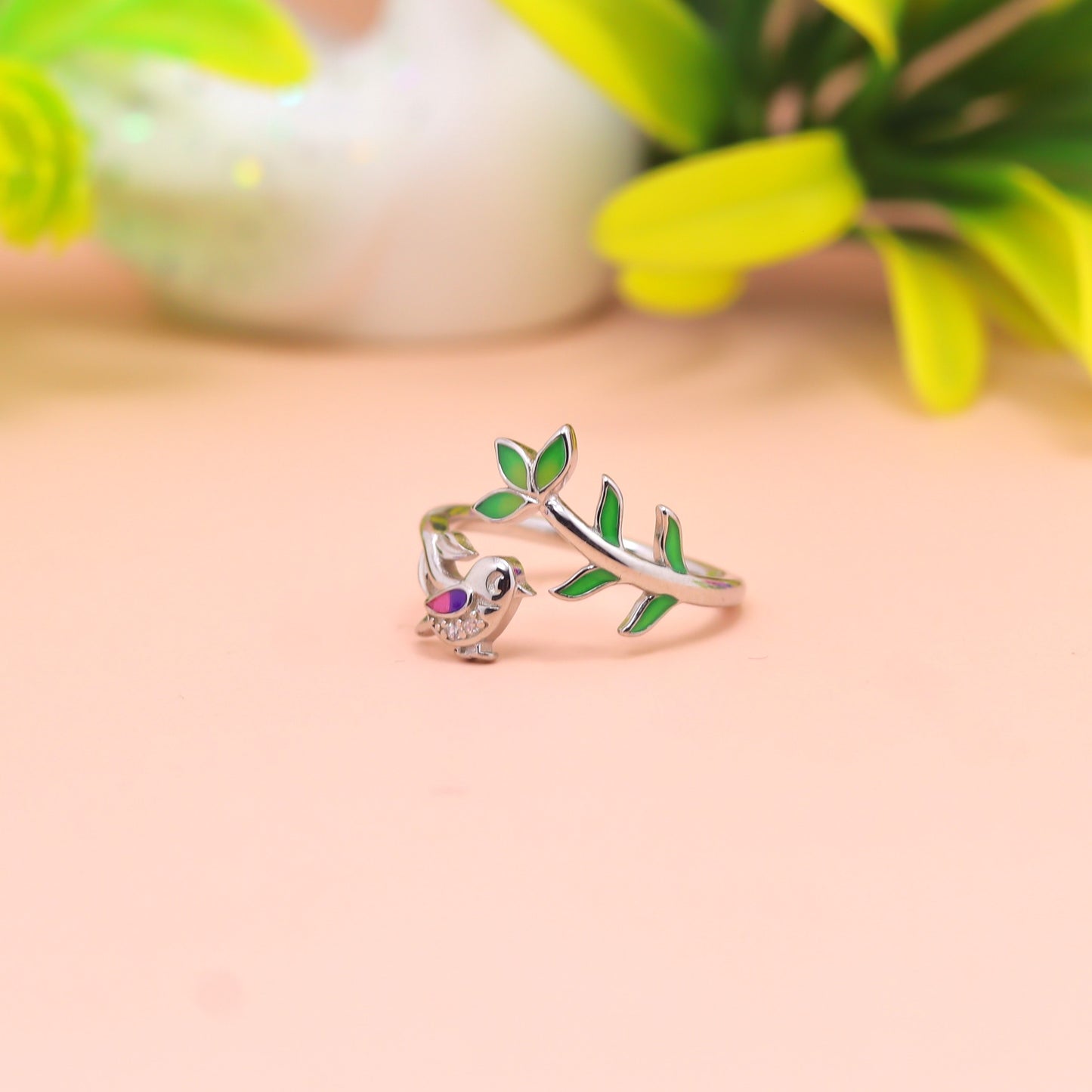 Whispering Bird Branch Silver Ring