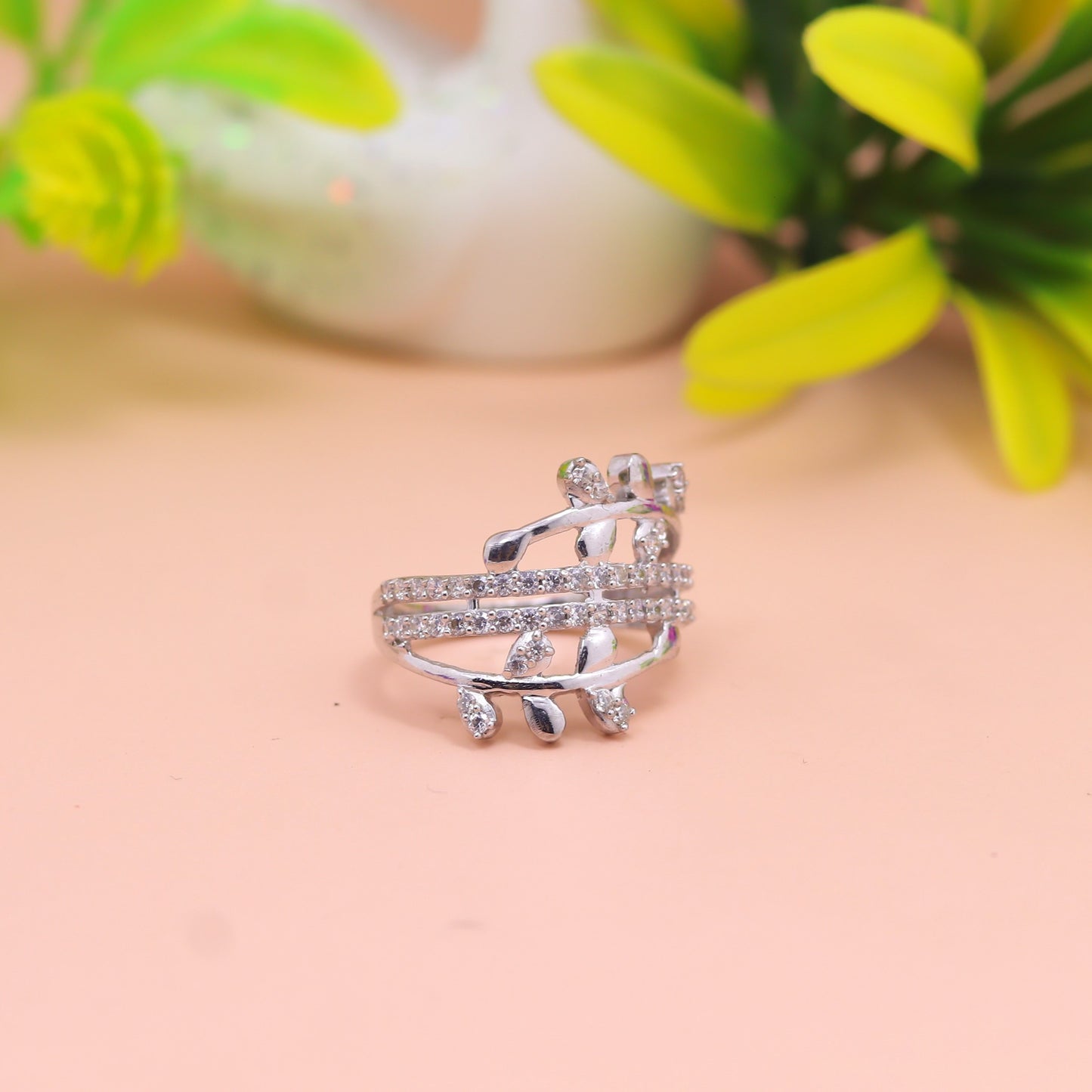 Elegant Vine Band Silver Ring