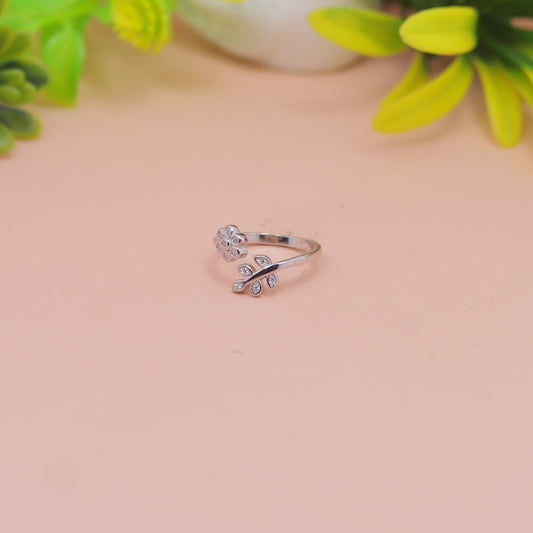 Floral Vine Open Silver Ring
