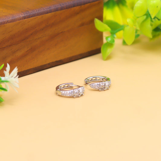 Elegant Silver Baguette-Cut Hoop Earrings