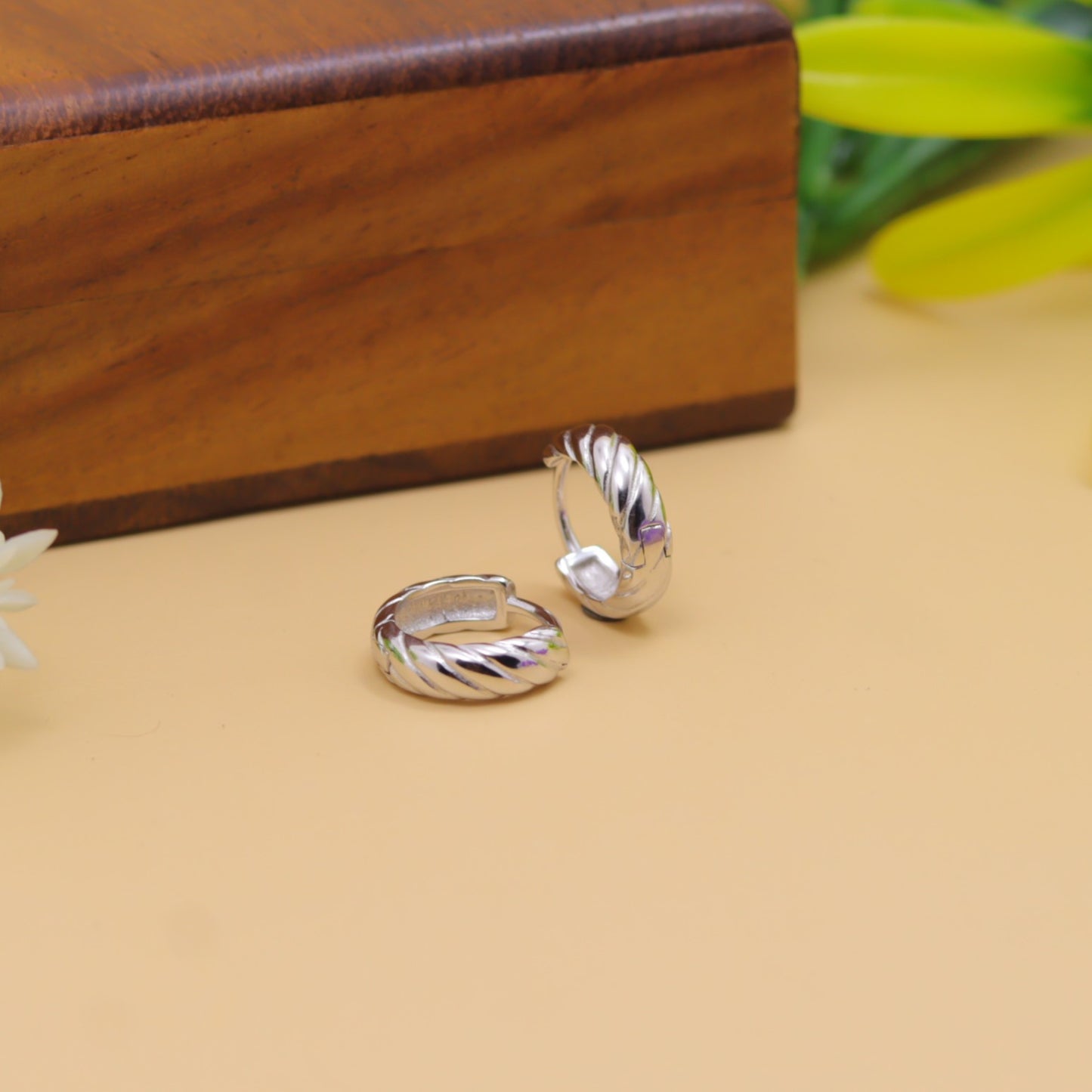 Twisted Silver Hoop Earrings