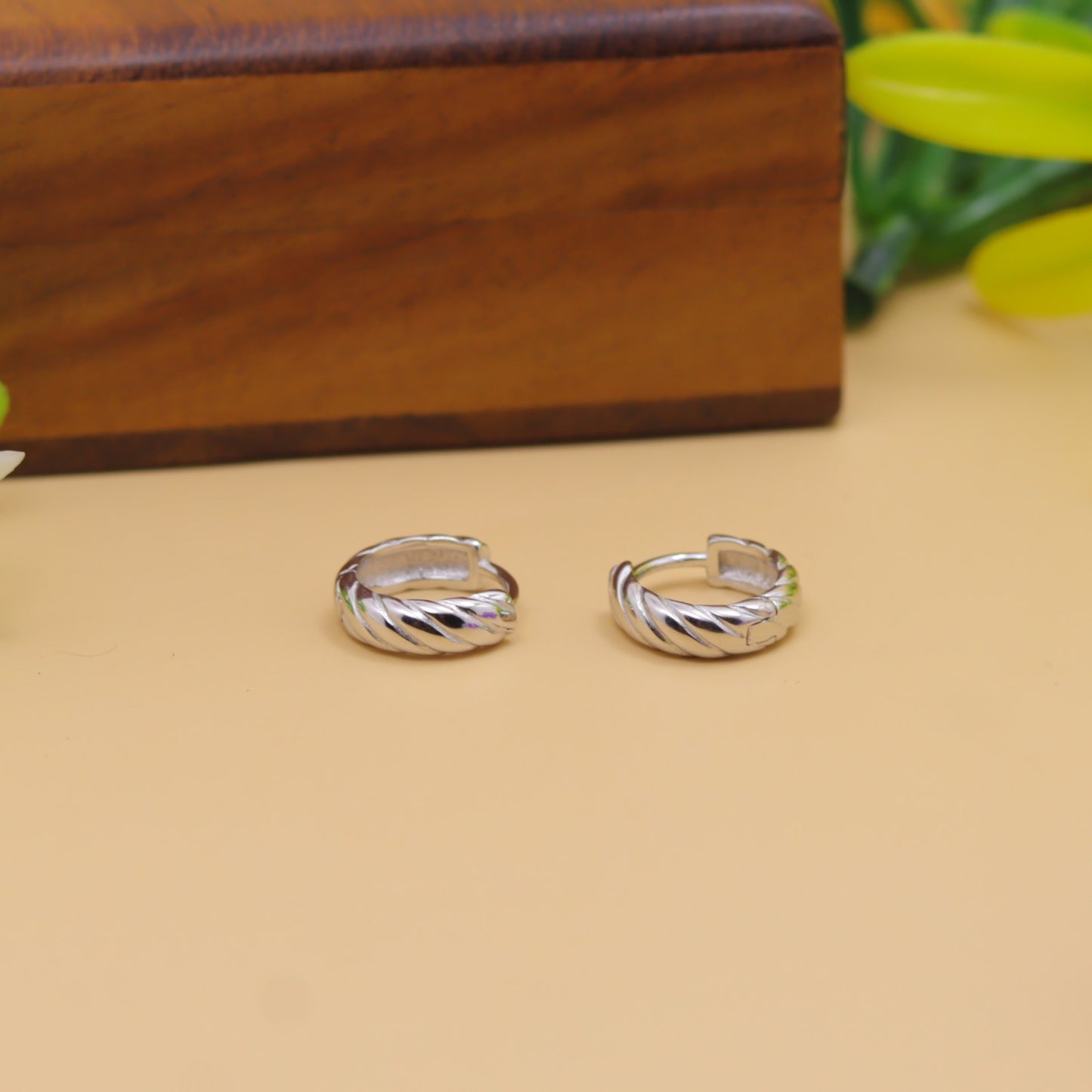 Twisted Silver Hoop Earrings