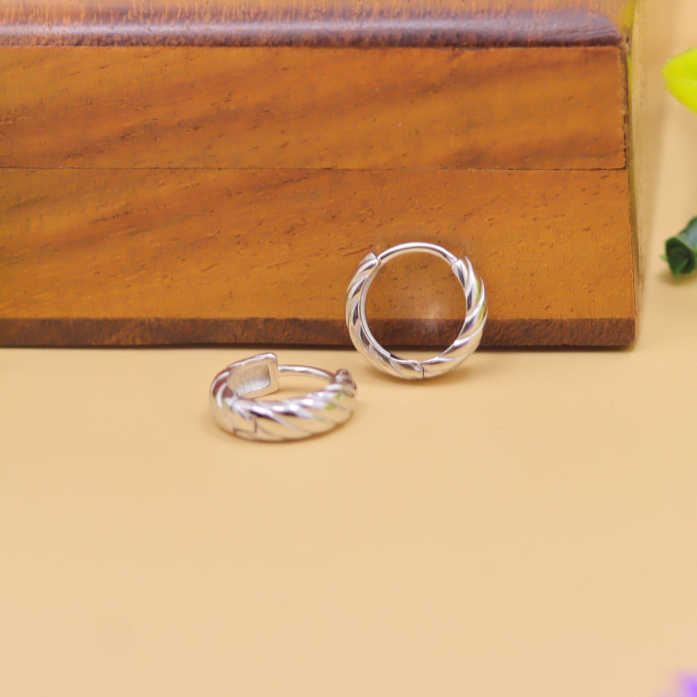 Twisted Silver Hoop Earrings