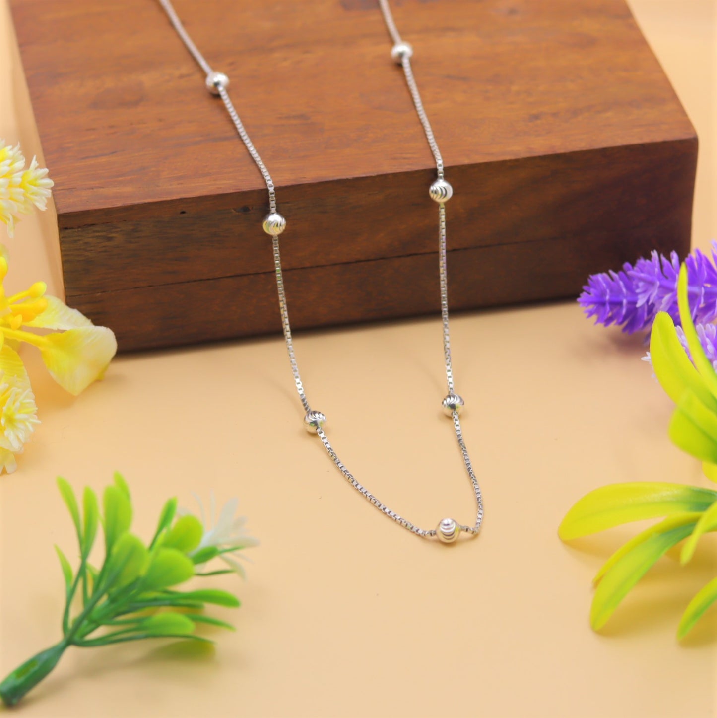 Minimal Beaded Silver Chain