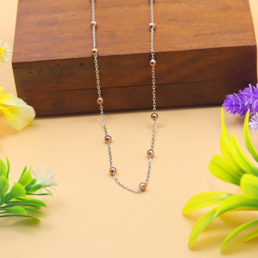 Dual Tone Beaded 925 Silver Chain